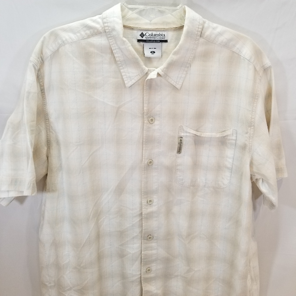 Columbia Plaid Short Sleeve Button Down Shirt XL